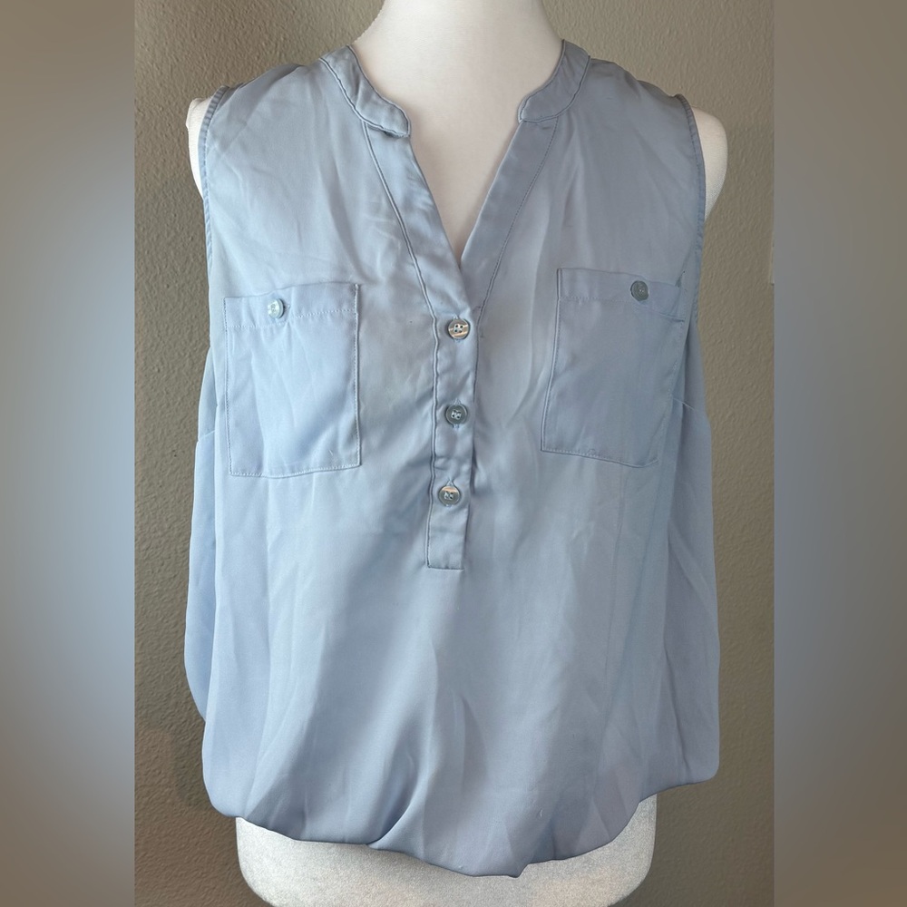 New York & Company Light Blue Sleeveless Blouse